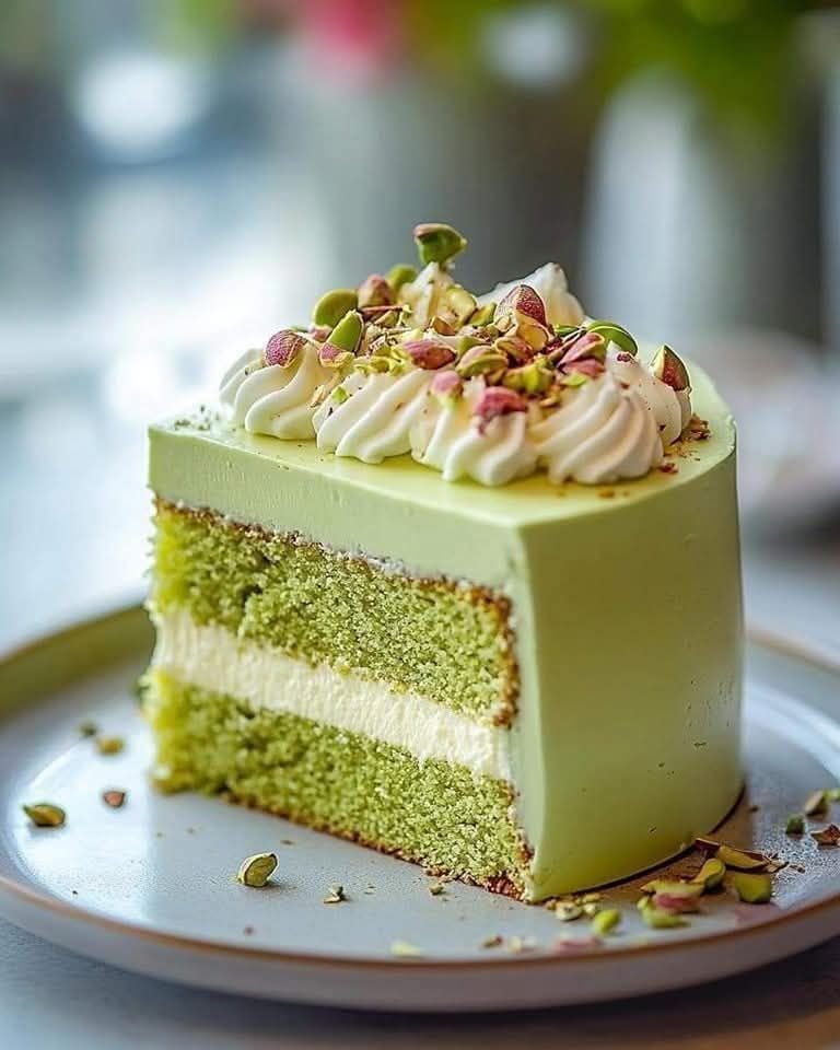 Pistachio Milk Cake Slice